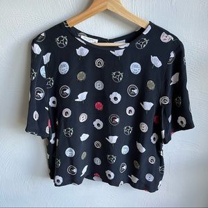 Equipment Femme Car/Auto Print Silk Blouse Black Multi M